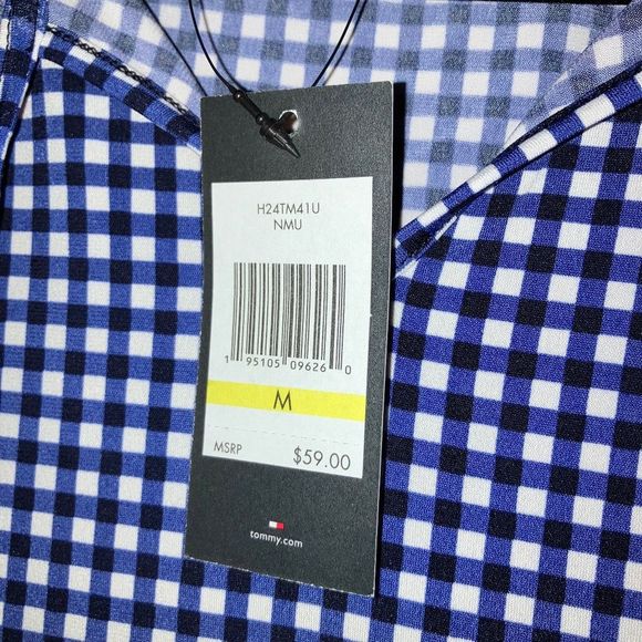 Tommy Hilfiger Gingham Ruffle Cap Sleeve Blouse NWT - Picture 4 of 5